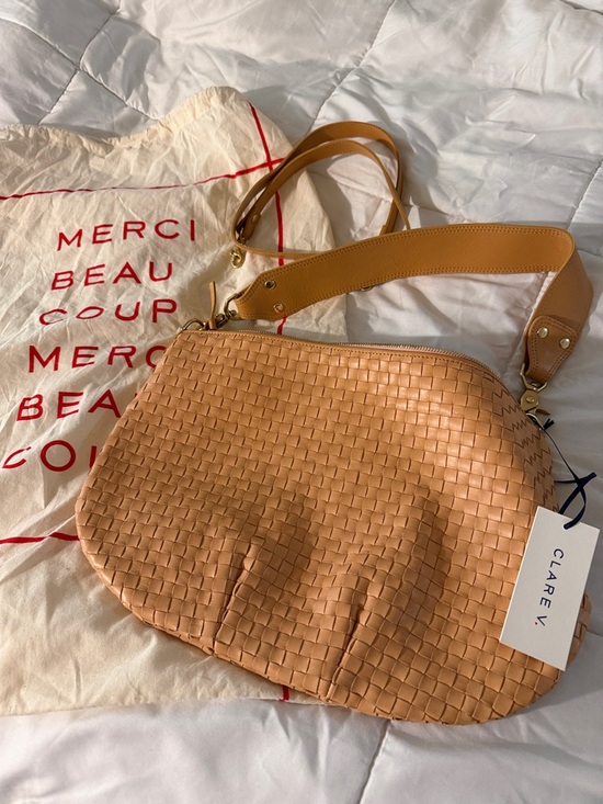 Clare V Handbags - Clare V Woven Leather Bag in Camel - shoulder strap (21”) and crossbody (36.5”)